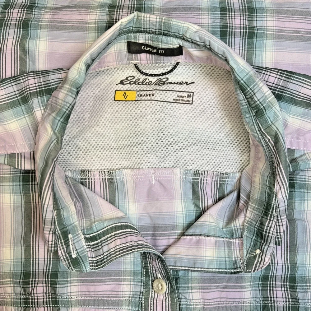 Eddie Bauer Travex Classic Fit Plaid Button Down Shirt Women's Medium A1869
